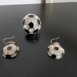 gorgeous blingy set of soccer jewelry